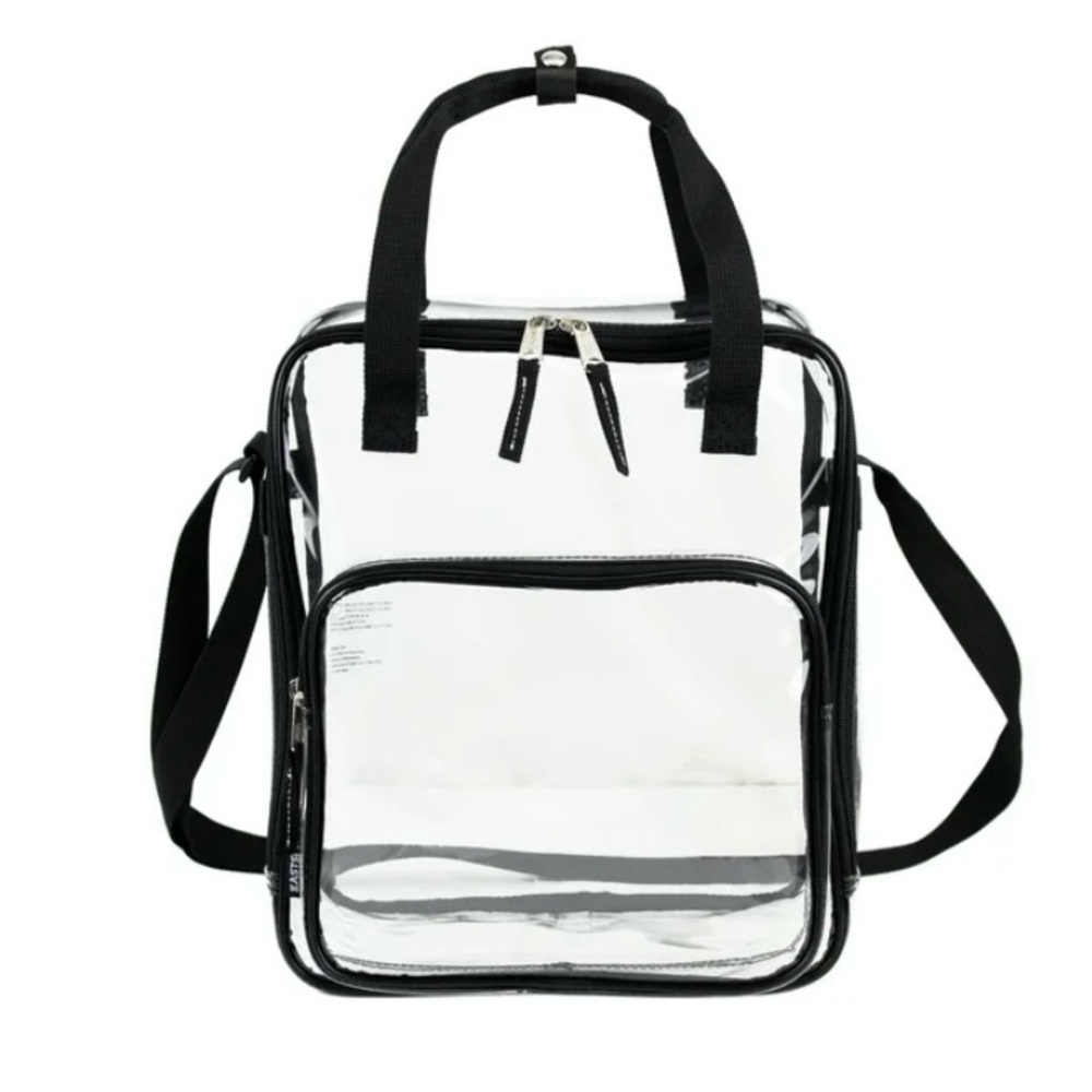 Unisex Clear Crossbody Handbag Tote, Black